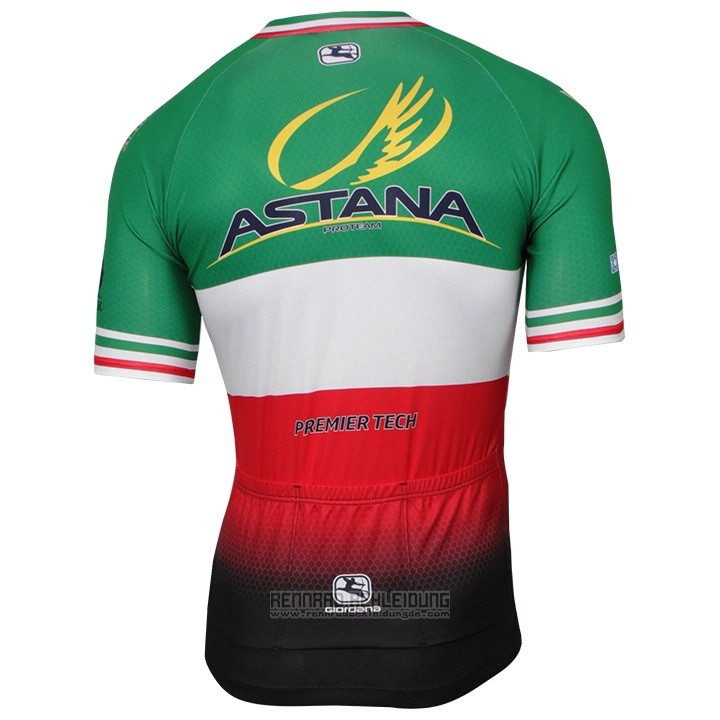 2018 Fahrradbekleidung Astana Champion Italien Trikot Kurzarm und Tragerhose